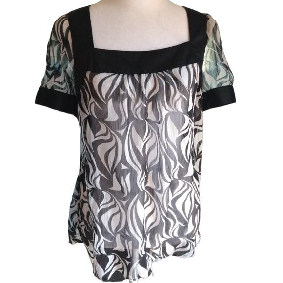 Ann Taylor Loft Zebra Print Sheer Blouse Sz 6 Square Neck Career Romantic - Picture 1 of 9